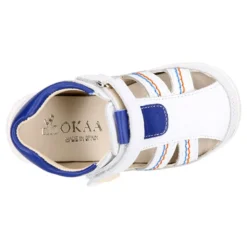 Sandalia niños OKAA FLEX sin cordones en Piel Napa BLANCA.
