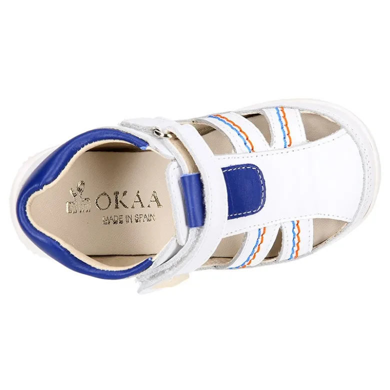 Sandalia niños OKAA FLEX sin cordones en Piel Napa BLANCA.