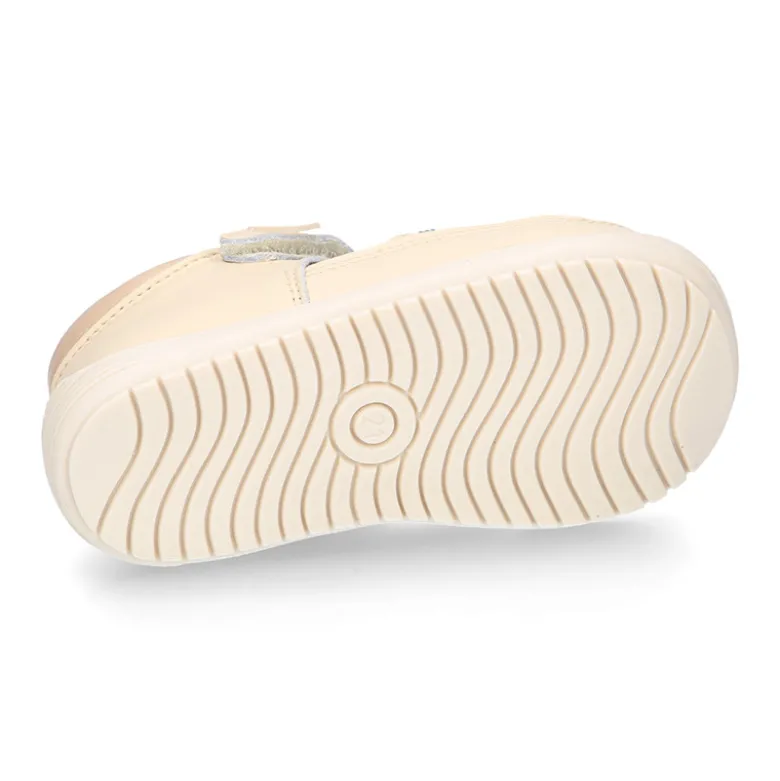 Sandalia niños OKAA FLEX sin cordones en Piel Napa BEIGE.