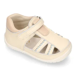 Sandalia niños OKAA FLEX sin cordones en Piel Napa BEIGE.