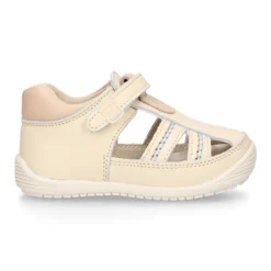 Sandalia niños OKAA FLEX sin cordones en Piel Napa BEIGE.