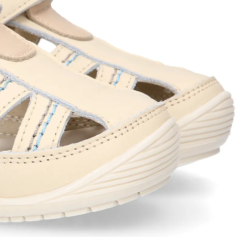 Sandalia niños OKAA FLEX sin cordones en Piel Napa BEIGE.