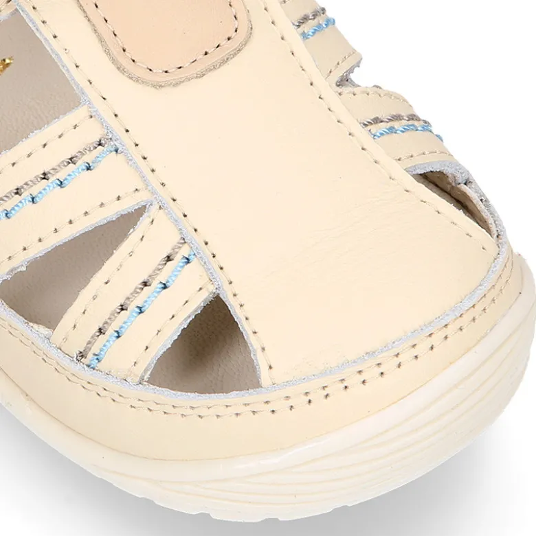 Sandalia niños OKAA FLEX sin cordones en Piel Napa BEIGE.