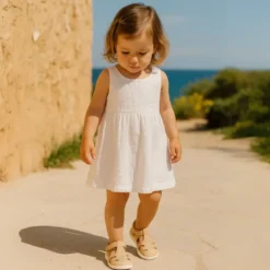Sandalia niños Okaa Flex sin cordones en piel extra suave.