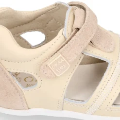 Sandalia niños OKAA FLEX sin cordones en Piel Napa combinada con piel serraje.