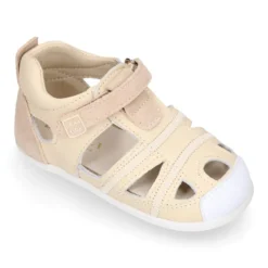Sandalia niños OKAA FLEX sin cordones en Piel Napa combinada con piel serraje.
