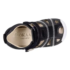 Sandalia niños OKAA FLEX sin cordones en Piel Napa combinada con piel serraje.