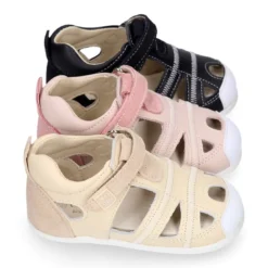 Sandalia niños OKAA FLEX sin cordones en Piel Napa combinada con piel serraje.