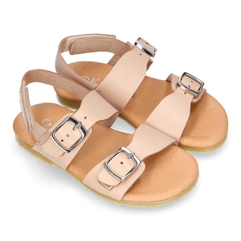 Sandalia Niños para vestir tipo BIO con hebillas en piel.