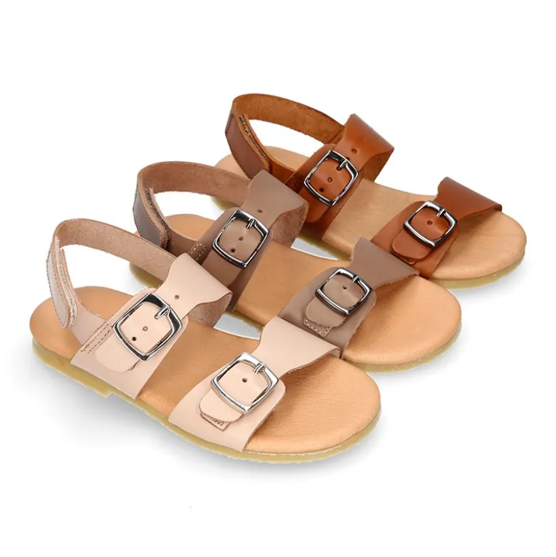 Sandalia Niños para vestir tipo BIO con hebillas en piel.