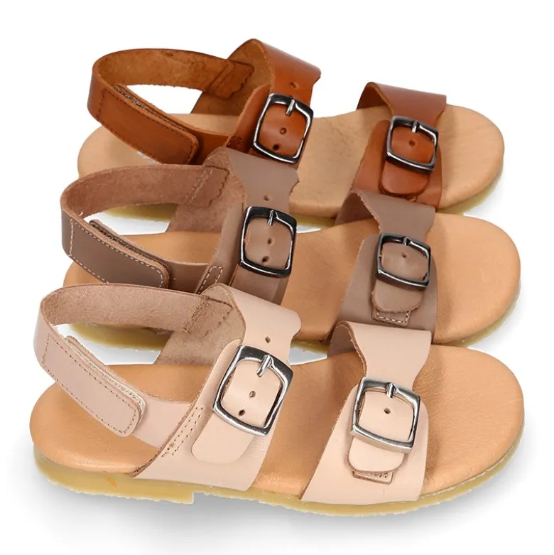 Sandalia Niños para vestir tipo BIO con hebillas en piel.
