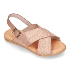 Sandalias con tiras cruzadas en piel GRABADA.