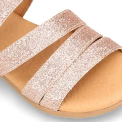 Sandalia tiras Niña Mayor en piel con GLITTER fino.