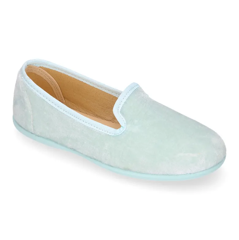 Slipper niños en terciopelo de primavera verano.
