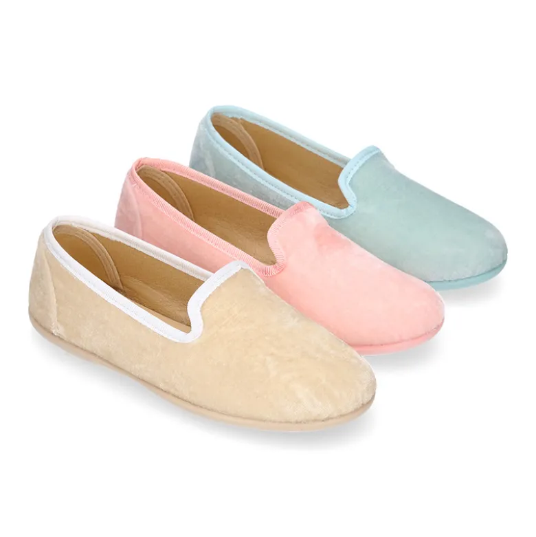 Slipper niños en terciopelo de primavera verano.