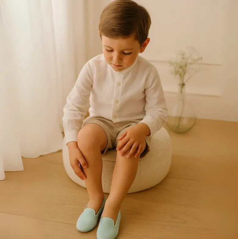 Slipper niños en terciopelo de primavera verano.