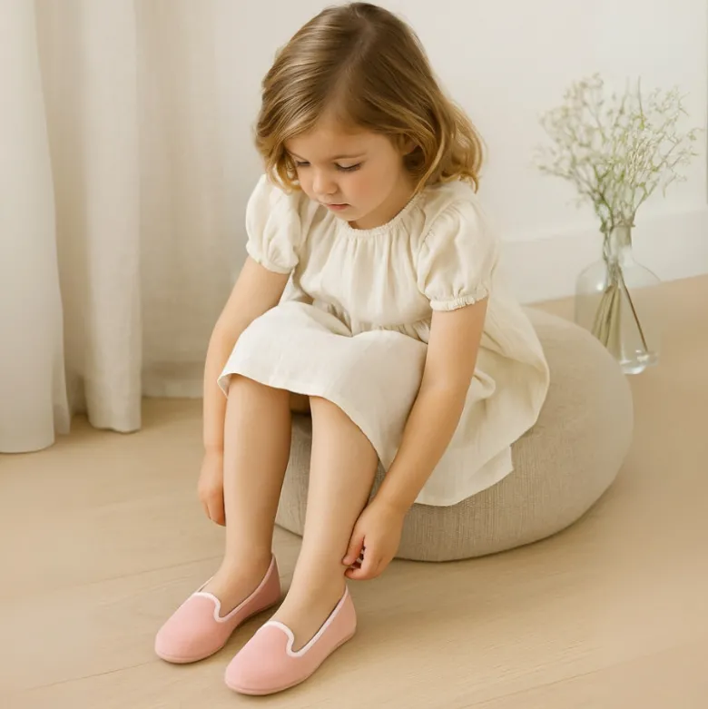 Slipper niños en terciopelo de primavera verano.