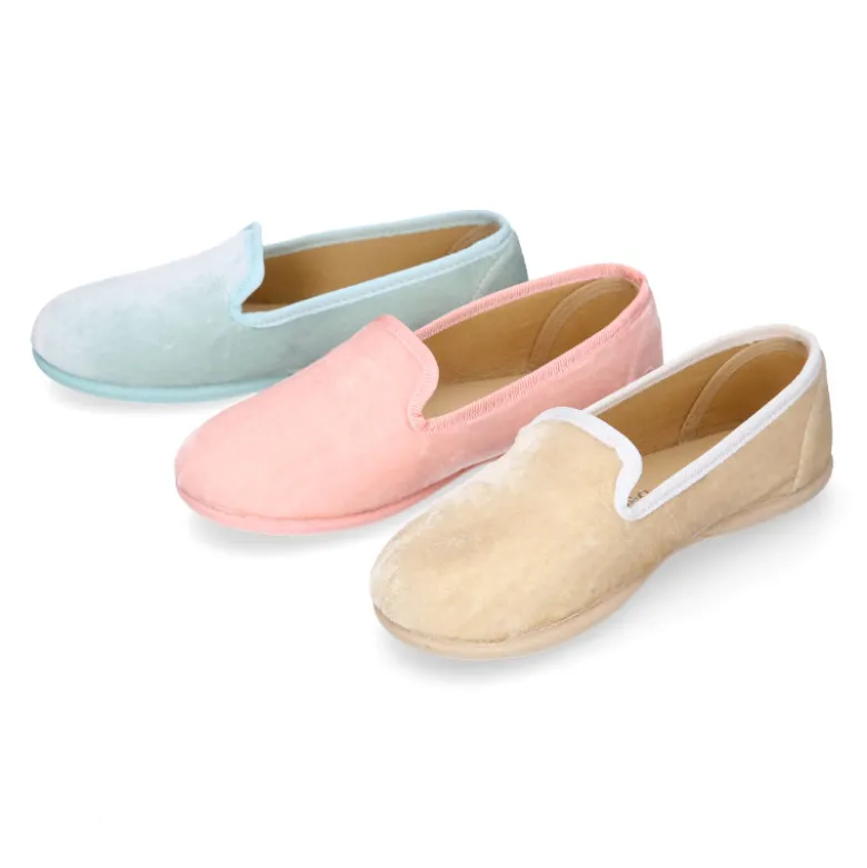 Slipper niños en terciopelo de primavera verano.