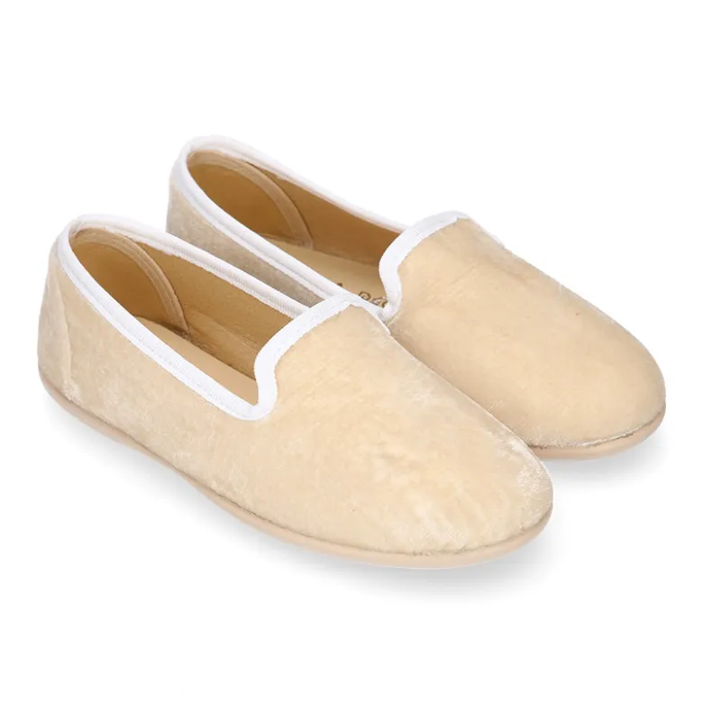 Slipper niños en terciopelo de primavera verano.