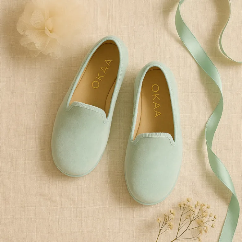Slipper niños en terciopelo de primavera verano.