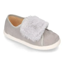 Tenis Moda niña sin cordones y con aplique de PELO en serratex.
