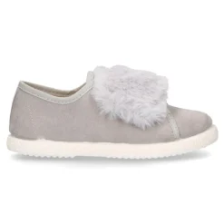 Tenis Moda niña sin cordones y con aplique de PELO en serratex.
