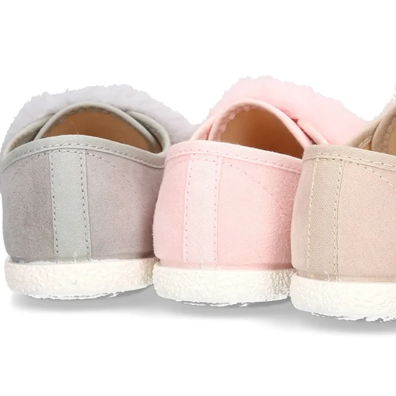 Tenis Moda niña sin cordones y con aplique de PELO en serratex.