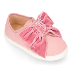 Tenis Moda sin cordones y con LAZO de TERCIOPELO en serratex.