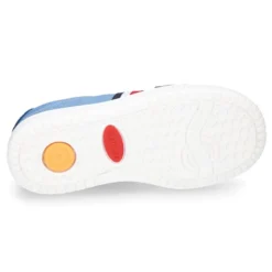 Tenis niño combinado en lona y serraje con cordones.