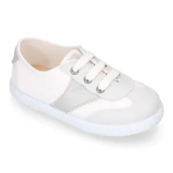 Tenis niños combinado en lona algodón y cordones.