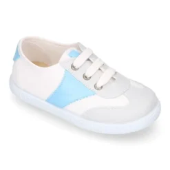 Tenis niños combinado en lona algodón y cordones.
