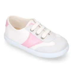 Tenis niños combinado en lona algodón y cordones.