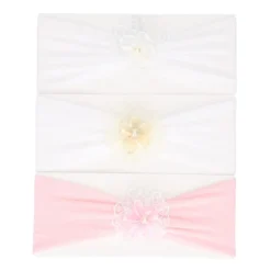 Turbante bebé con rosetón y flor para Ceremonia.