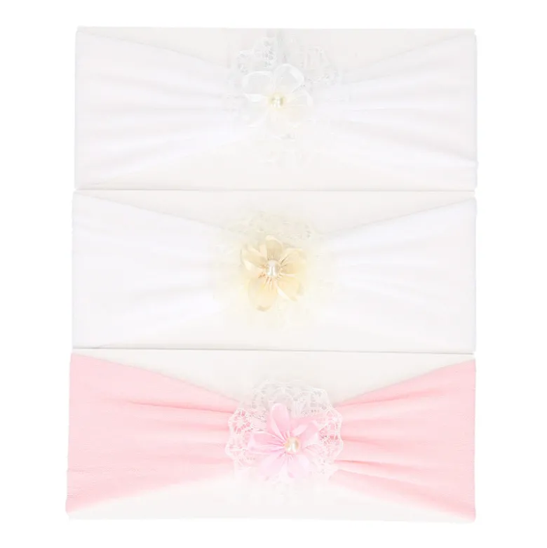 Turbante bebé con rosetón y flor para Ceremonia.