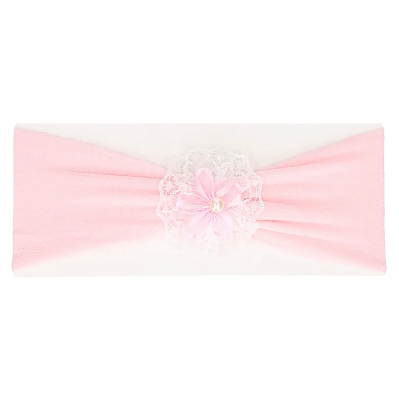 Turbante bebé con rosetón y flor para Ceremonia.