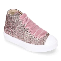 Zapatilla alta niña Glitter con puntera y cordones de terciopelo