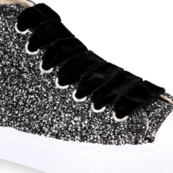Zapatilla alta niña Glitter con puntera y cordones de terciopelo