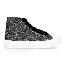 Zapatilla alta niña Glitter con puntera y cordones de terciopelo