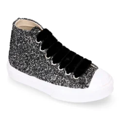 Zapatilla alta niña Glitter con puntera y cordones de terciopelo