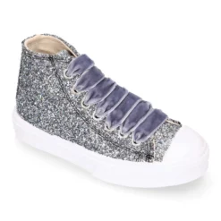 Zapatilla alta niña Glitter con puntera y cordones de terciopelo