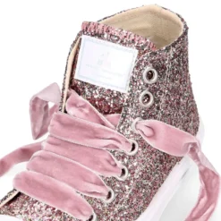Zapatilla alta niña Glitter con puntera y cordones de terciopelo