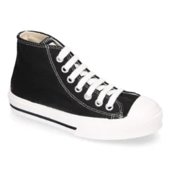 Zapatilla alta niños CASUAL con puntera y cordones en color NEGRO.