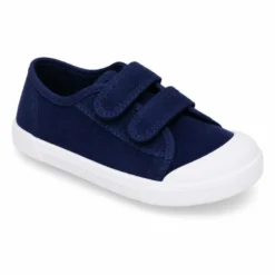 Zapatilla BAREFOOT niños sin cordones en lona en color azul marino