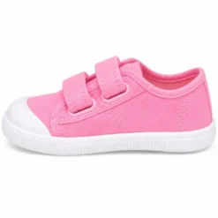 Zapatilla BAREFOOT niños sin cordones en lona en color chicle