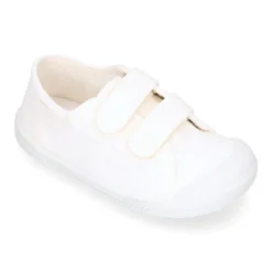 Zapatilla BAREFOOT niños sin cordones en lona en color blanco