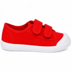 Zapatilla BAREFOOT niños sin cordones en lona en color rojo