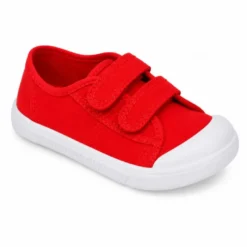 Zapatilla BAREFOOT niños sin cordones en lona en color rojo