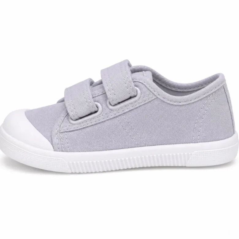 Zapatilla BAREFOOT niños sin cordones en lona en color gris