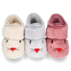 Zapatilla casa niñas tipo Botita sin cordones y diseño CONEJITO.