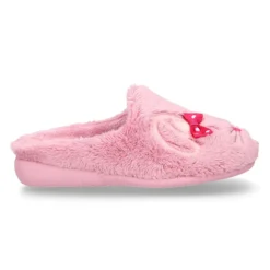 Zapatilla casa niñas tipo zueco en lona tipo lana con diseño CONEJITA
